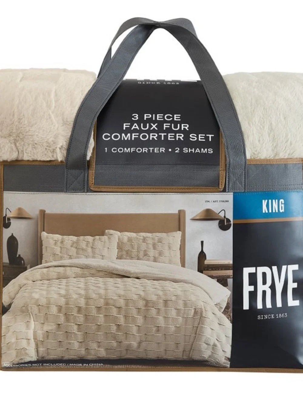 FRYE Faux Fur Comforter Set, 3-piece Set Queen Size